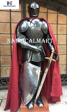 Iotcarmoury Medieval Black Knight Suit of Armor With Shield, Cloak LARP  IR0121 picture