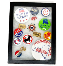Vintage GOP Republican Party Pinbacks Pins Buttons Lapel College in Case Lot 15 picture