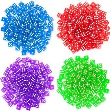 400pc Bulk Lot 16mm Translucent d6 6-Sided Dice (100 each Purple Blue Green Red) picture
