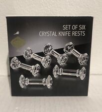 Godinger Crystal Dumbbell Knife Rest Set Of 6 New In Box Condition picture