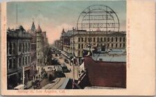 c1900s LOS ANGELES CA Hand-Colored Postcard SPRING STREET Bird's-Eye View UNUSED picture