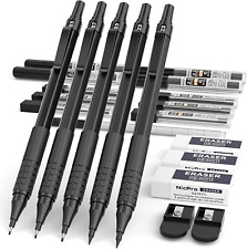 5 PCS Art Mechanical Pencils Set, Black Artist Metal Drafting Pencil 0.5 & 0.7 & picture