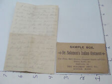 vintage original -- 1898 - sample - DR. SOLOMON'S INDIAN OINTMENT envelope only picture
