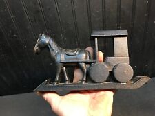 Vintage Cast Iron Horse Drawn Wagon Wall Hanging Art 9in x 4.5in AMISH BUGGY picture