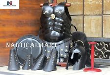 Medieval Roman King Achilles Troy Helmet W/Black Plume + Muscle Armor + Shield picture