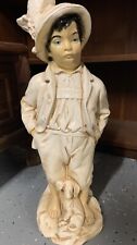 Vintage MCM Ceramic Colonial French Boy Statue With Dog 27