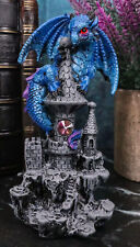 Small Guardian Dragon Protecting Castle with Rhinestone Rock Crystal Figurine picture