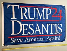 Donald Trump FLAG  USA SELLER Ron Desantis Save Blue 2024 USA Sign 3x5' picture