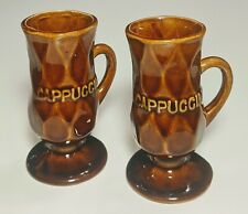 Vintage 1960's-70's Cappuccino Footed Brown Pedestal Mugs Set of 2 picture