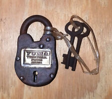 Yuma Territorial Prison Arizona Cast Iron Lock with 2 Keys Rusty Antique Finish  picture