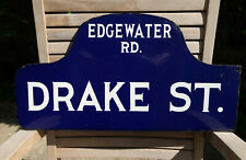 New York Drake Street 55X30cm Large Enamelled Street Plaque Excellent Condition 1920 picture