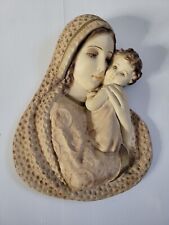 Madonna Child Virgin Mary Baby Jesus Vintage Ceramic Wall Art Handpainted Lovely picture