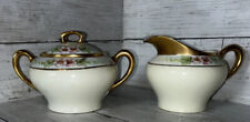 KPM Antique Hand Painted Sugar Bowl & Creamer Set #00/895 EUC picture