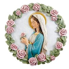 Madonna of the Rose Hand-Painted Resin Wall Plaque, Religious Home Decor, 9 I... picture