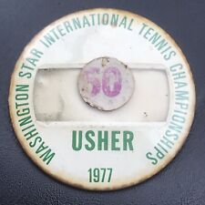 Washington Star International Tennis Championships USHER 1977 Vintage Pin Button picture