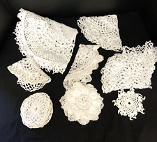 Vtg Crocheted Doilies Lot of 15 Various Sizes Shapes Crafts Tea Party Bridal picture