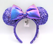 Party Iridescent Purple Bow Minnie Mouse Ears Sequins Disney Parks Headband picture