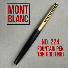 Vintage Montblanc 224 Fountain Pen Matte Wood Grain with 14K Nib and Gold Cap picture