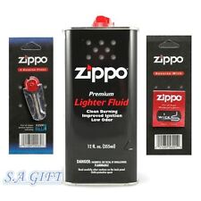 Zippo Lighter 12oz Can Fuel Fluid and Flint & Wick Value Pack Combo Set NEW picture