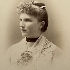 Antique Cabinet Card Photograph Beautiful Woman Choker Necklace La Crosse WI picture