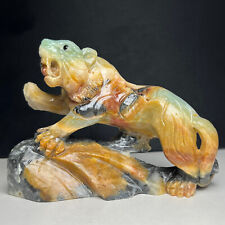 375g Natural Crystal Mineral Specimen. Amazon Stone. Hand-carved Tiger,Gift.RE picture