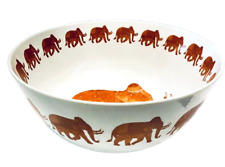 Vintage Hand Painted Japanese Porcelain Elephant Parade Console Centerpiece Bowl picture