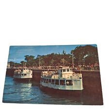 Postcard The Soo Locks Sault Ste Marie Michigan Cruise Boats Chrome Posted picture