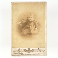 Named Englewood Illinois Baby Cabinet Card c1875 Wigwam Photo Studio Child A3892 picture