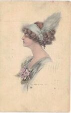 Beautiful Lady With Bandana Feather Artist Signed  picture