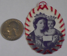 Vtg Mother My Confidence cloth touched to relic of Bl Virgin veil scapular badge picture
