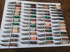 LOT OF 20, 6 inches Handmade Damascus Steel Skinner Knives Wood Handle W/Sheath picture