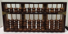 Vintage Chinese Wooden Abacus Lotus Flower Brand 13 Rods 91 beads picture