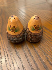 VTG Wooden SALT & PEPPER shakers Will Rogers State Park MID-CENTURY Pine Cone picture