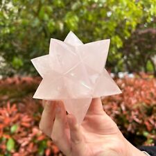 1.8LB 4.8'' Natural Rose Quartz  Merkaba Crystal Figurine Craving Healing 1PC picture
