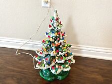 Vintage 70s Ceramic Christmas Tree Light Up 14” W/ Stand (2 Piece) Works - READ picture