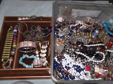 14 LBS VINTAGE JEWELRY DRAWER LOT COLLECTIBLES SIGNED RING CRYSTALS CANDLE ELVIS picture