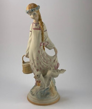 Vintage 1980s Collectibles Statue Women Girl Kiev Porcelain Figurine Stamped 12