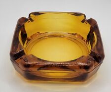 Vintage Amber MCM Ashtray 70s 80s Octagon Square 4 inch Beautiful Hue picture