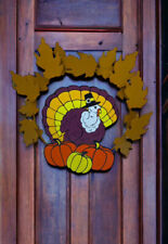 Vintage Emson Turkey Metal Door Decor Autumn Leaves picture