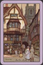Playing Cards Single Card Vintage Named ** THE OLD MARKET ** Girl + Man UDEN Art picture