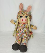 Vtg 80s Miss Piggy Plush Cottagecore Dress Bonnet Painted Face Yarn Hair Etone picture