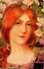 Vintage postcard - RED HAIRED BEAUTIFUL WOMAN  portrait posted 1907 picture