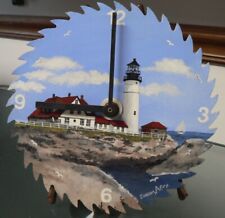Saw Blade Quartz Wall Clock Hand Painted Lighthouse Design 7