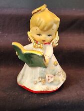 LEFTON Naughty Choir Angel Boy Bell Holding Green Book Gold Speckled  picture