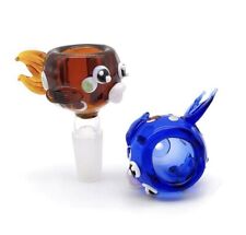 14mm Male Glass Bowl Slid Bong Water Pipe Fish Hookah Smoking Pipes picture