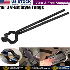 Steel 16inch Z- V-Bit Style Tongs Z-Jaw Offset Tongs For Blacksmith Knife Making picture