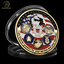 Freedom Eagle featuring all 6-Armed Forces Branches Challenge Coin 1.75  picture