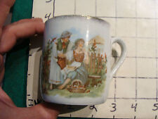 Original Vintage Childs cup/mug: GIRL SITTING w Fruit, boy consoliing ? picture