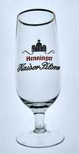 Vintage Henninger Kaiser Pilsner Footed Crystal German Beer Glass Gold Rimmed picture