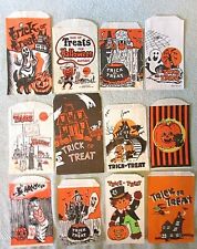 12 vintage Halloween Paper Trick or Treat Candy Bag Lot JOL Cowboy Witch Ghoul picture